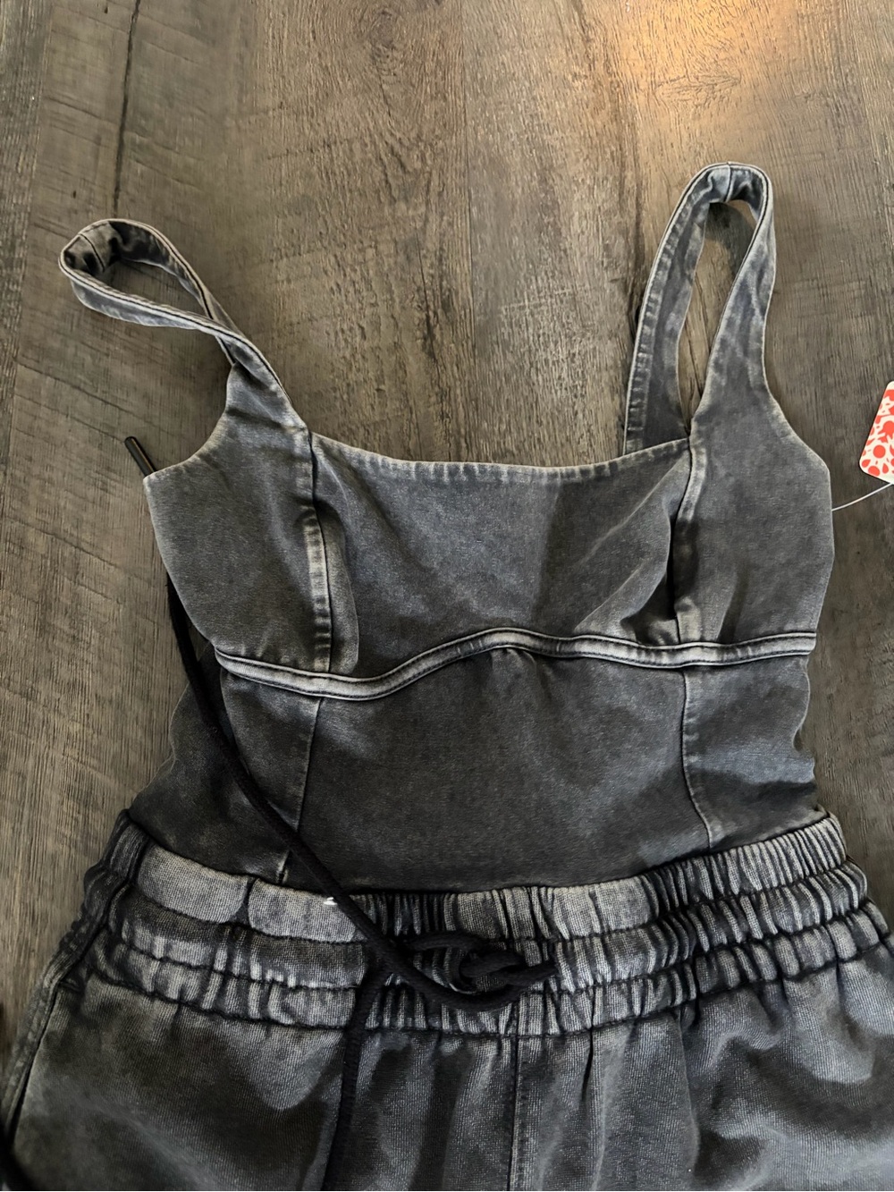 Free People Washed Charcoal Tank Jumpsuit